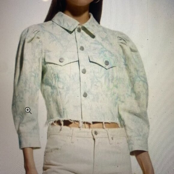 Elie Tahari Whimsical Print Jean Jacket Sz M - Picture 3 of 10